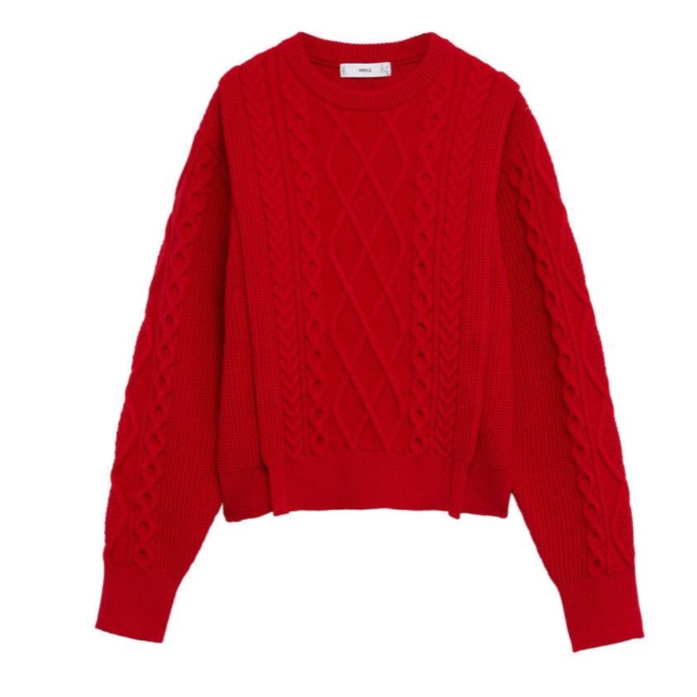 RED Contrasting knit sweater